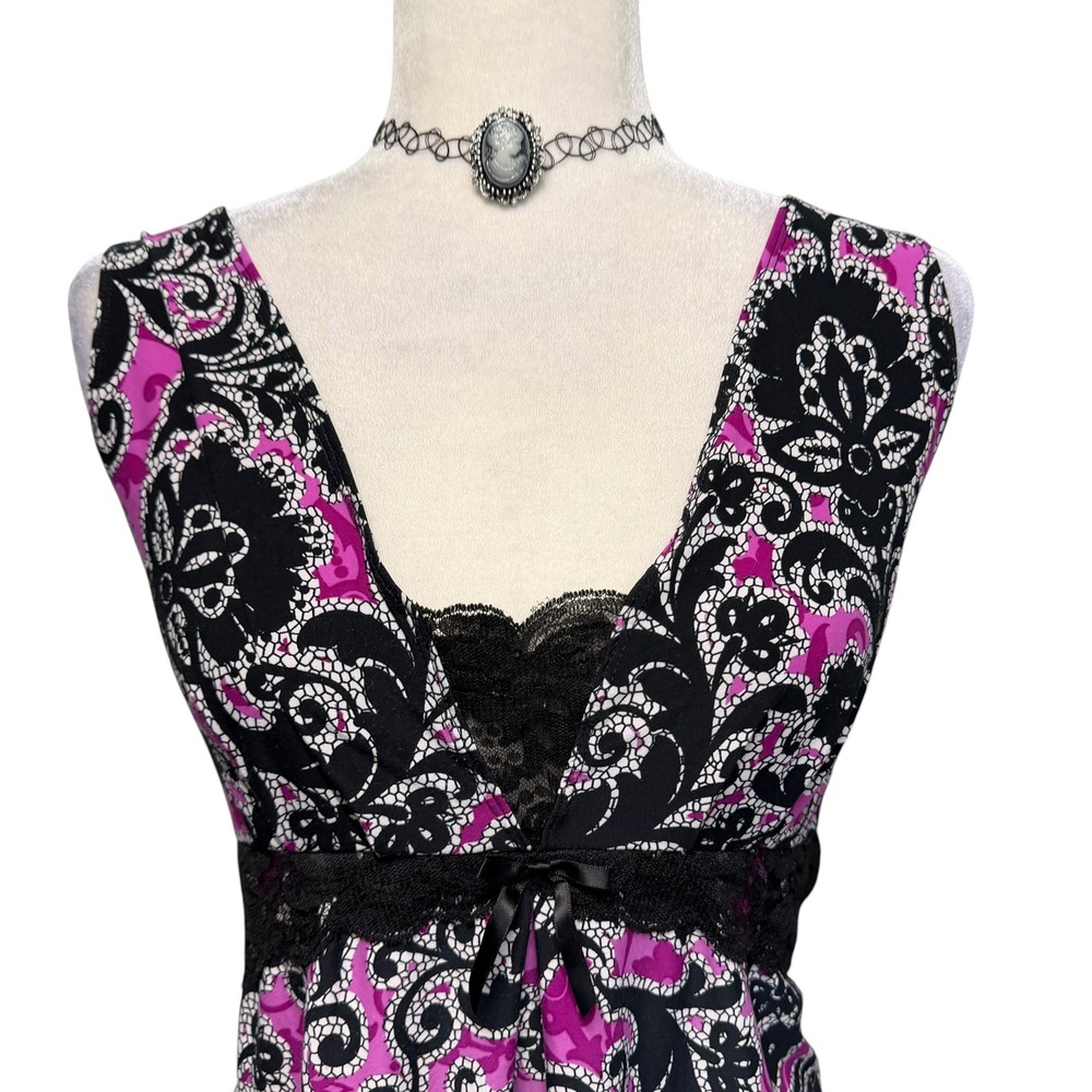 Vtg Y2k Tank Top Women L Lace Empire Waist Whimsigoth Coquette Fairy Ethereal - Picture 2 of 10